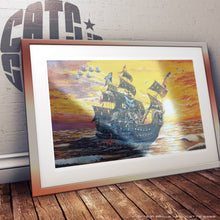 Load image into Gallery viewer, KICKSTART the SUN - FOILED 'HMS Bootlegger' album art Andy Kitson print 30" x 15"