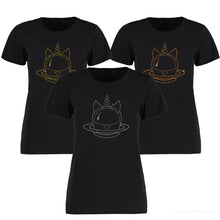 Load image into Gallery viewer, CATS in SPACE Glitter TEES - Silver Stardust, Rose Gold & Cosmic Gold