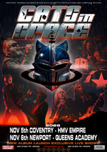Load image into Gallery viewer, Promotional poster for 'Cats in Space' with band members and event details.