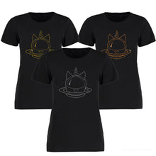 Load image into Gallery viewer, CATS in SPACE Glitter TEES - Silver Stardust, Rose Gold &amp; Cosmic Gold