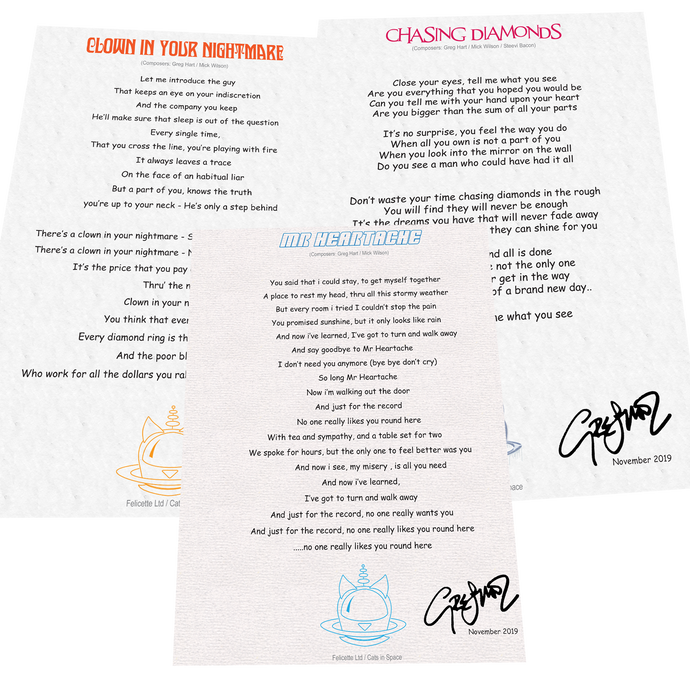 HANDWRITTEN LYRICS  - CATS in SPACE