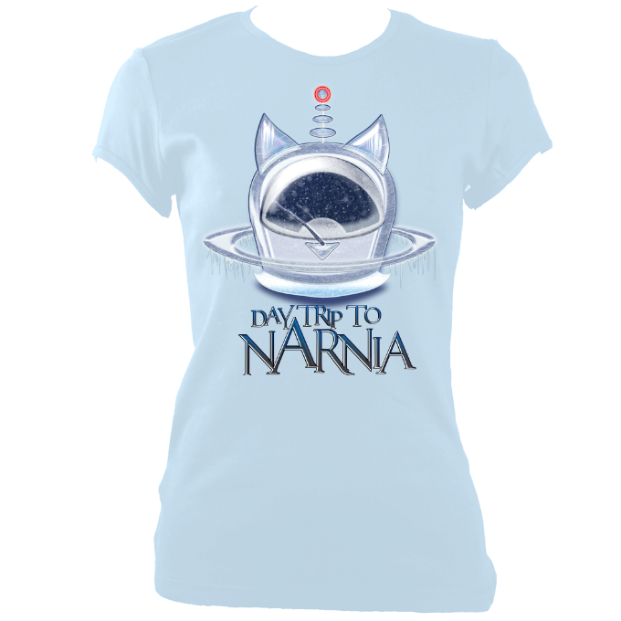 EXCLUSIVE to WEB STORE TEES ‘Daytrip to Narnia’ - Ice Pod -  FITTED WOMEN'S in ICE BLUE (M - 2XL)