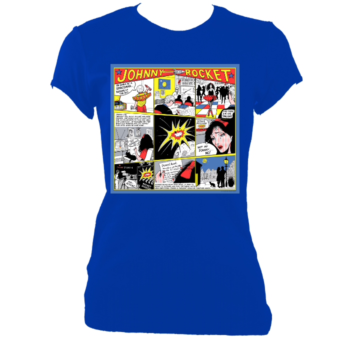 'Johnny Rocket' Cartoon Comic Tee - Women's Fitted in Royal Blue (M-2X ...